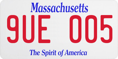 MA license plate 9UE005