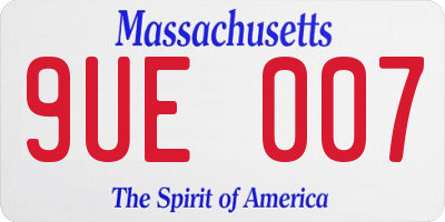 MA license plate 9UE007