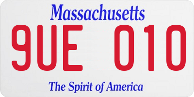 MA license plate 9UE010