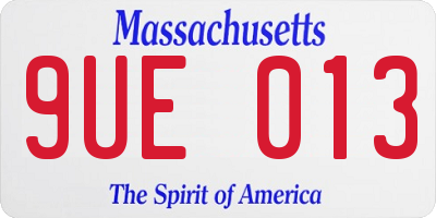 MA license plate 9UE013