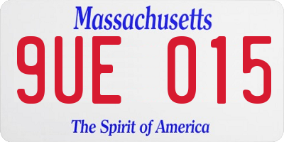 MA license plate 9UE015