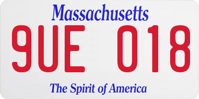 MA license plate 9UE018