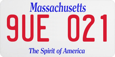 MA license plate 9UE021