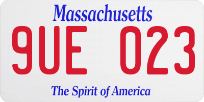 MA license plate 9UE023
