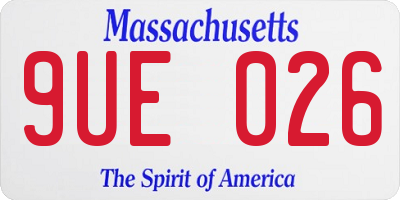 MA license plate 9UE026
