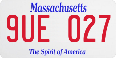 MA license plate 9UE027