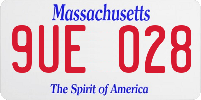 MA license plate 9UE028