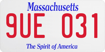 MA license plate 9UE031