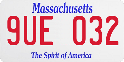 MA license plate 9UE032