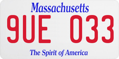 MA license plate 9UE033