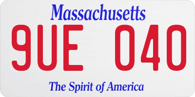 MA license plate 9UE040