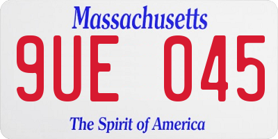 MA license plate 9UE045