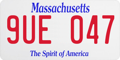 MA license plate 9UE047