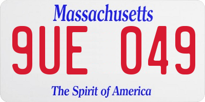 MA license plate 9UE049