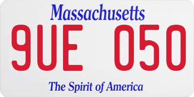 MA license plate 9UE050