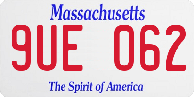 MA license plate 9UE062