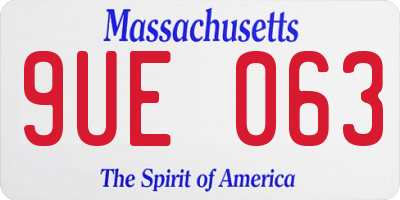 MA license plate 9UE063