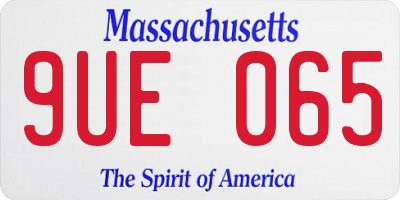 MA license plate 9UE065