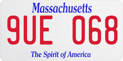 MA license plate 9UE068