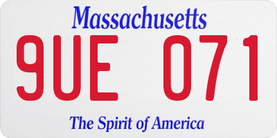 MA license plate 9UE071