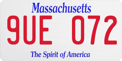 MA license plate 9UE072