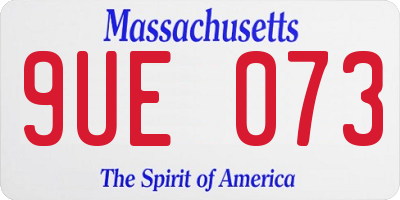 MA license plate 9UE073