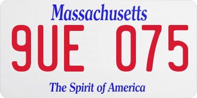 MA license plate 9UE075