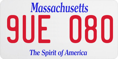MA license plate 9UE080