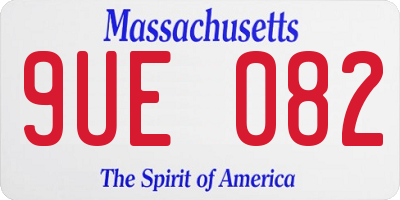 MA license plate 9UE082