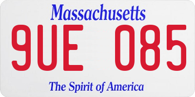 MA license plate 9UE085