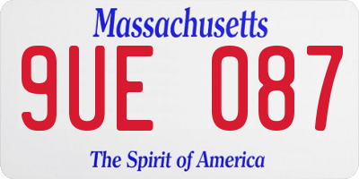 MA license plate 9UE087