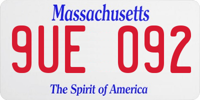 MA license plate 9UE092