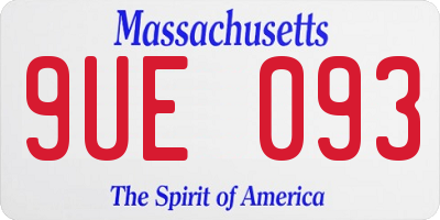 MA license plate 9UE093