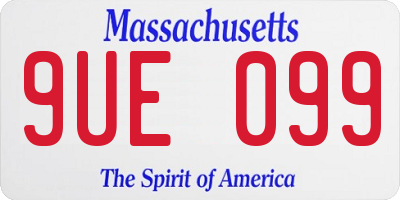 MA license plate 9UE099