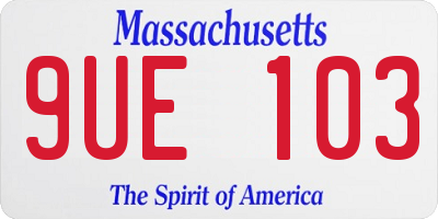 MA license plate 9UE103
