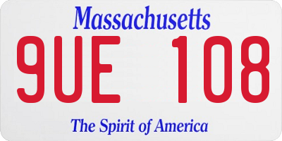 MA license plate 9UE108