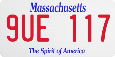 MA license plate 9UE117