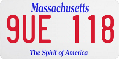 MA license plate 9UE118