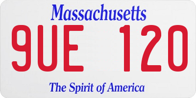 MA license plate 9UE120