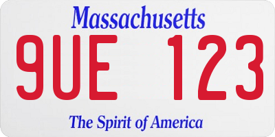 MA license plate 9UE123