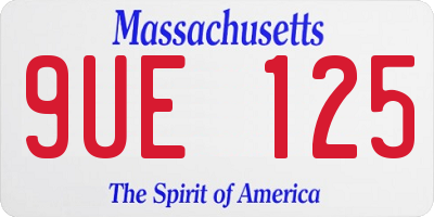 MA license plate 9UE125