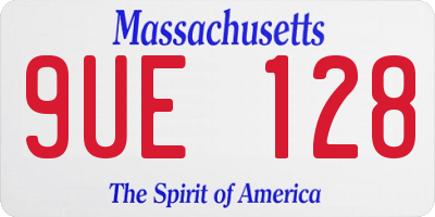 MA license plate 9UE128