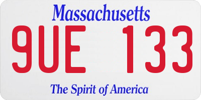 MA license plate 9UE133