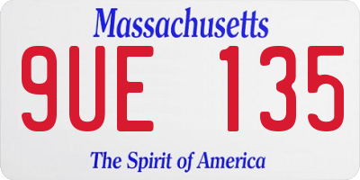 MA license plate 9UE135