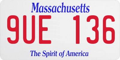 MA license plate 9UE136