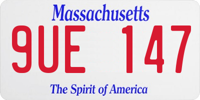 MA license plate 9UE147