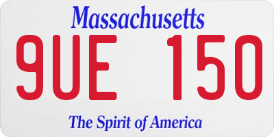 MA license plate 9UE150