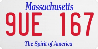 MA license plate 9UE167