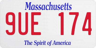 MA license plate 9UE174