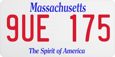 MA license plate 9UE175
